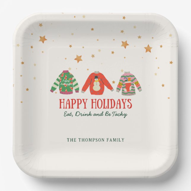 Ugly Sweater, Holiday Party Napkins Paper Plate (Front)