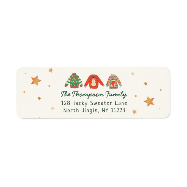 Ugly Sweater, Holiday return address label (Front)