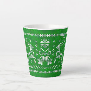 Ugly sweater jingle bells Christmas deers green Latte Mug