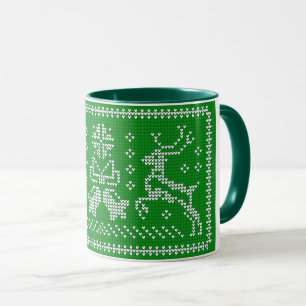 Ugly sweater jingle bells Christmas deers green Mug