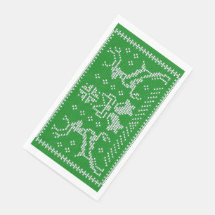 Ugly sweater jingle bells Christmas deers green  Napkin
