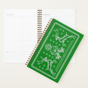 Ugly sweater jingle bells Christmas deers green Planner