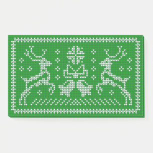 Ugly sweater jingle bells Christmas deers green  Post-it Notes