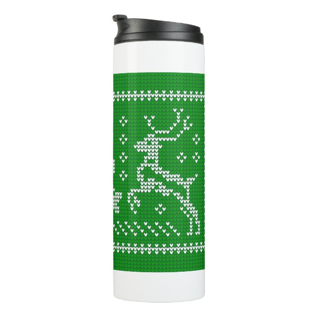 Ugly sweater jingle bells Christmas deers green  Thermal Tumbler (Rotated Right)