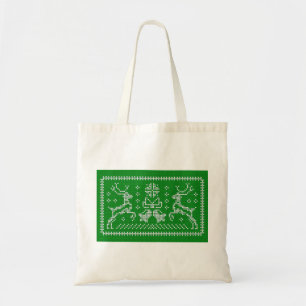 Ugly sweater jingle bells Christmas deers green Tote Bag