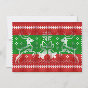 Ugly sweater jingle bells Xmas reindeers crochet Card