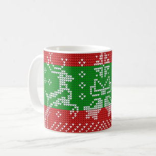 Ugly sweater jingle bells Xmas reindeers crochet Coffee Mug
