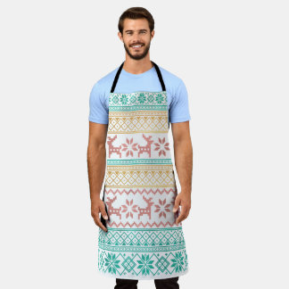 Ugly sweater knit green rose gold modern chic apron