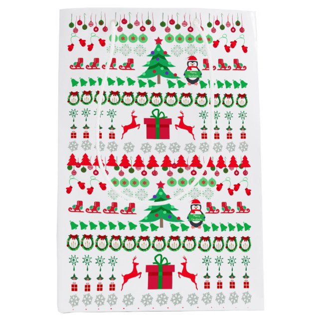 Ugly Sweater knit pattern style Medium Gift Bag (Front)