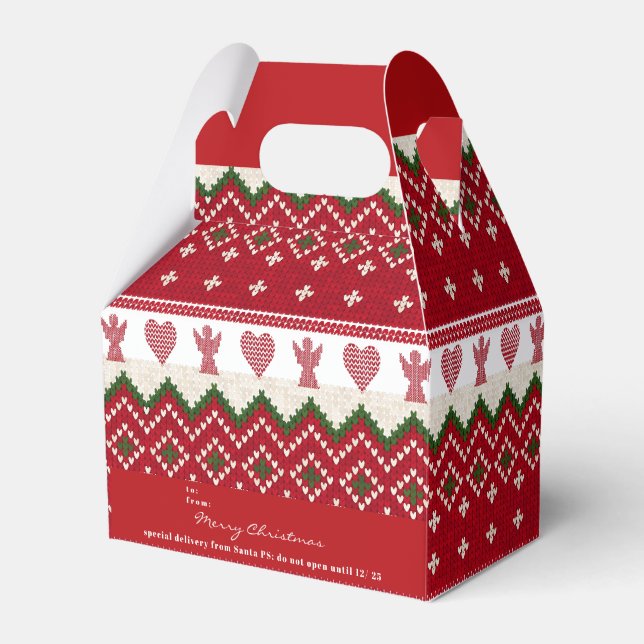 Ugly Sweater Knitted Hygge Angels Hearts Christmas Favour Box (Front Side)