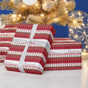 Ugly Sweater Knitted Hygge Angels Hearts Christmas Wrapping Paper