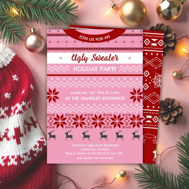 Ugly sweater Modern holiday party Invitation (Creator Uploaded)