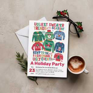 Ugly Sweater Modern Maximalist Christmas Party Invitation