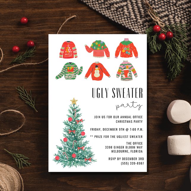 Ugly Sweater Office Christmas Holiday Party  Invitation (Ugly Sweater Office Christmas Holiday Party Invitation)