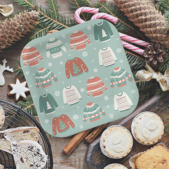 Ugly Sweater Party Dessert Plates (Creator Uploaded)
