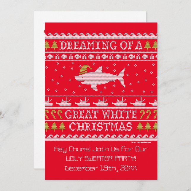 Ugly Sweater Party Funny Shark Invitations (Front/Back)