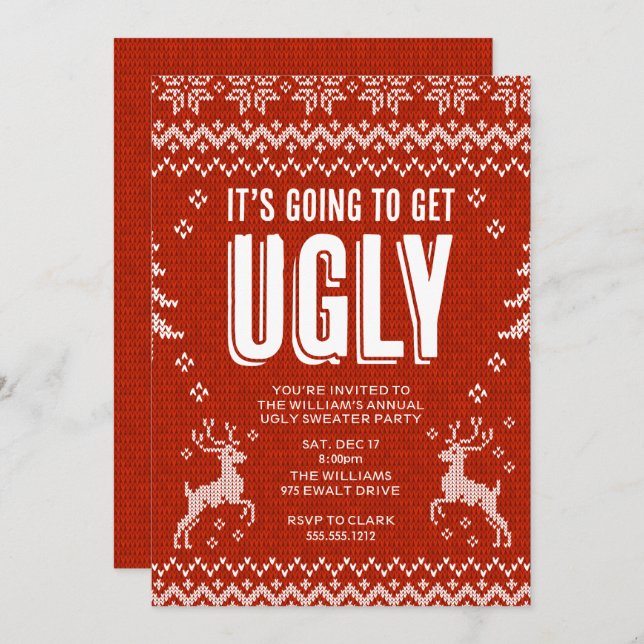 Ugly Sweater Party Invitation (Front/Back)