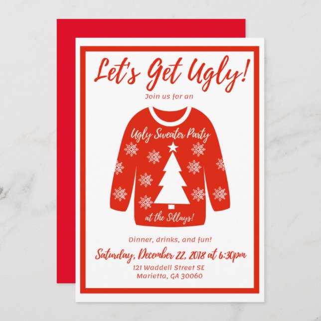 Ugly Sweater Party Invitation (Front/Back)