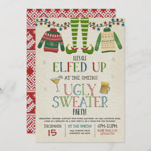 Ugly Sweater Party Invitation Christmas Elfed Up