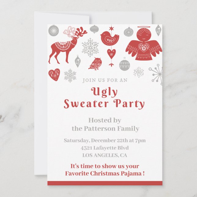 Ugly Sweater Party Invitation corporate Nordic  (Front)