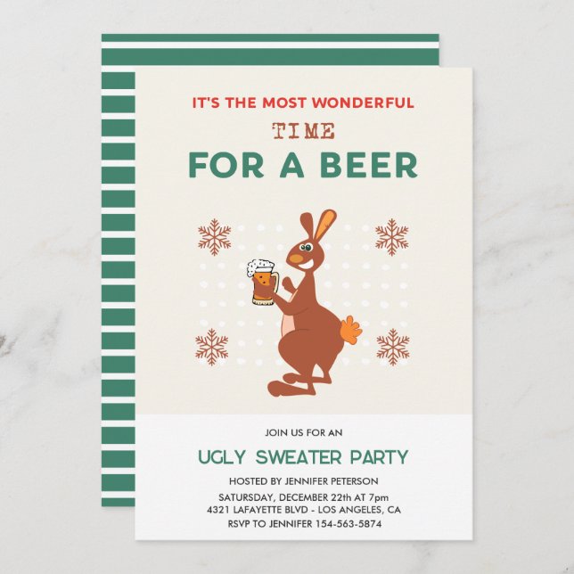 Ugly sweater party invitation Funny Beer Pun (Front/Back)