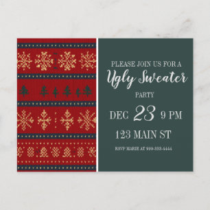 Ugly Sweater Party Invitation Postcard