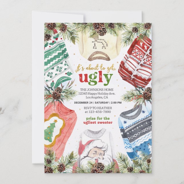 Ugly Sweater Party Invitation Template (Front)