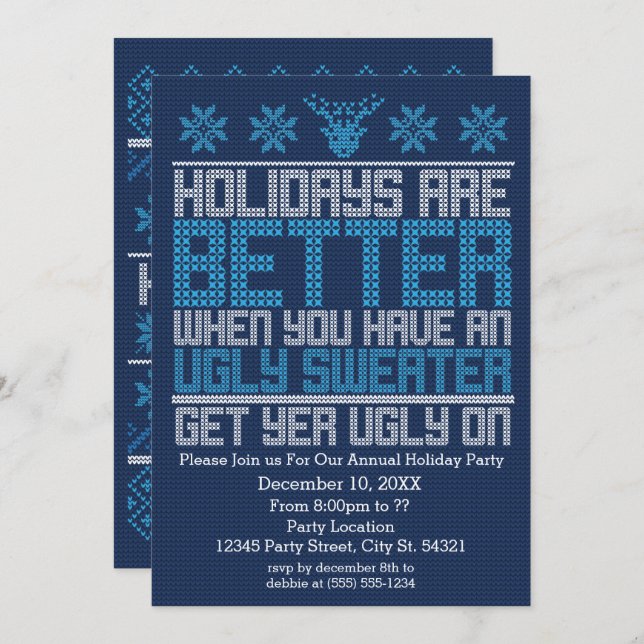 Ugly Sweater Party Invitations (Front/Back)