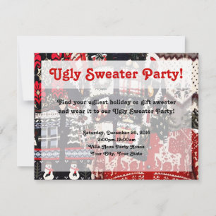 Ugly Sweater Party Invitations, Retro Red & Green Invitation