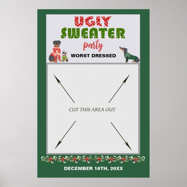 Ugly Sweater Party Photo Booth Prop Portable Poster (Front)