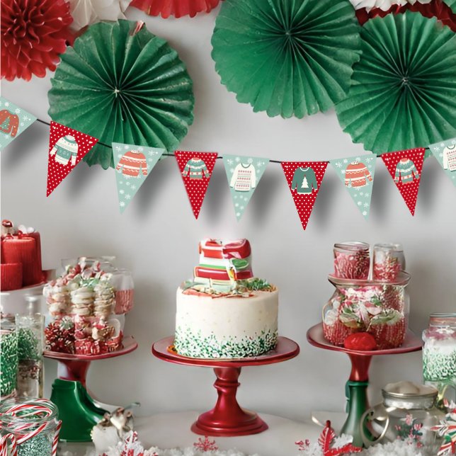 Ugly Sweater Party Red and Green Bunting Banner (Creator Uploaded)