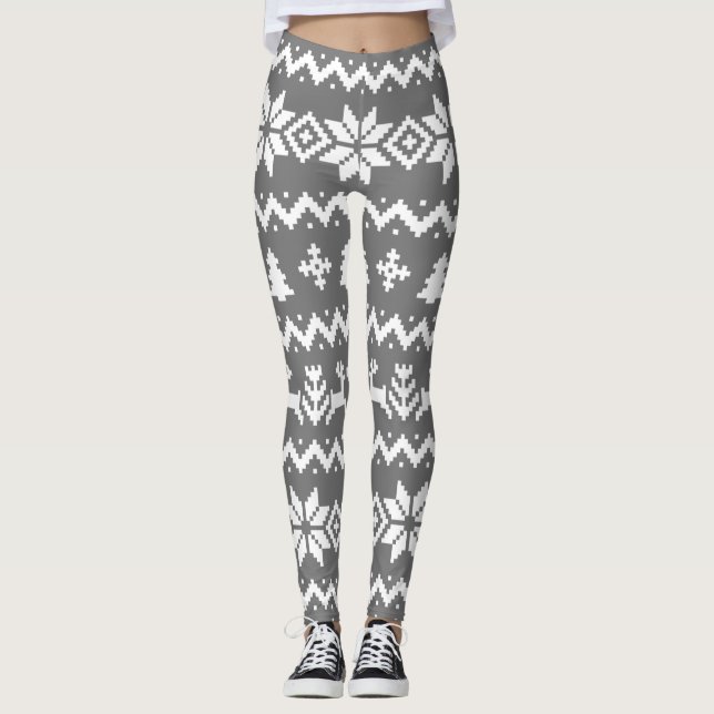 Ugly sweater pattern Christmas  Leggings (Front)