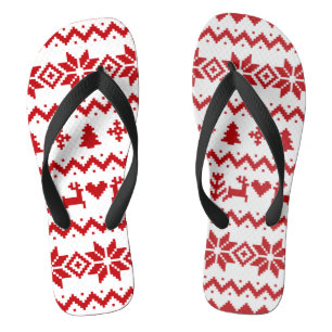 Ugly sweater pattern Christmas Thongs