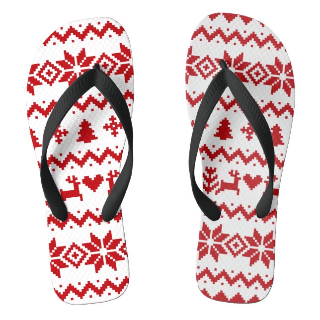 Ugly sweater pattern Christmas   Thongs (Footbed)