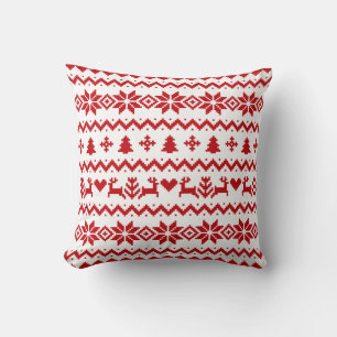 Ugly sweater pattern Christmas   Throw Pillow
