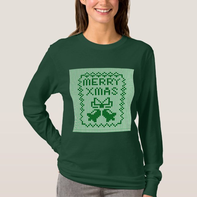 Ugly sweater pattern jingle bells and Merry Xmas w (Front)
