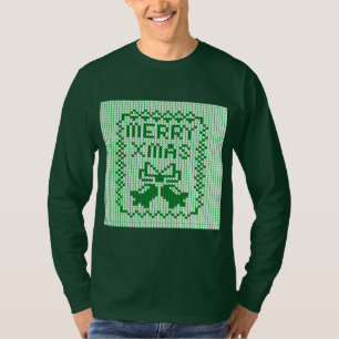 Ugly sweater pattern jingle bells and Merry Xmas w