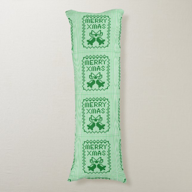 Ugly sweater pattern jingle bells and Merry Xmas w Body Cushion (Front Vertical)