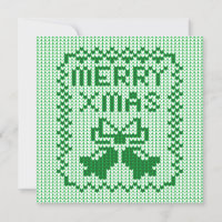 Ugly sweater pattern jingle bells and Merry Xmas w