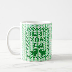Ugly sweater pattern jingle bells and Merry Xmas w Coffee Mug