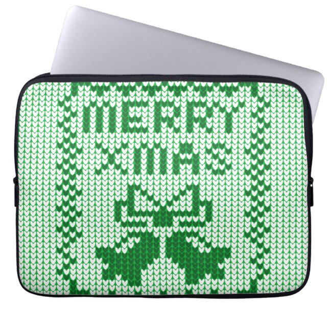 Ugly sweater pattern jingle bells and Merry Xmas w Laptop Sleeve (Front)