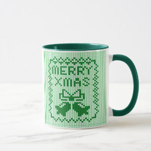Ugly sweater pattern jingle bells and Merry Xmas w Mug