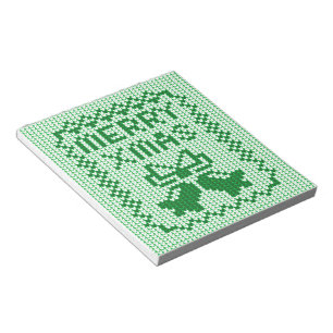 Ugly sweater pattern jingle bells and Merry Xmas w Notepad