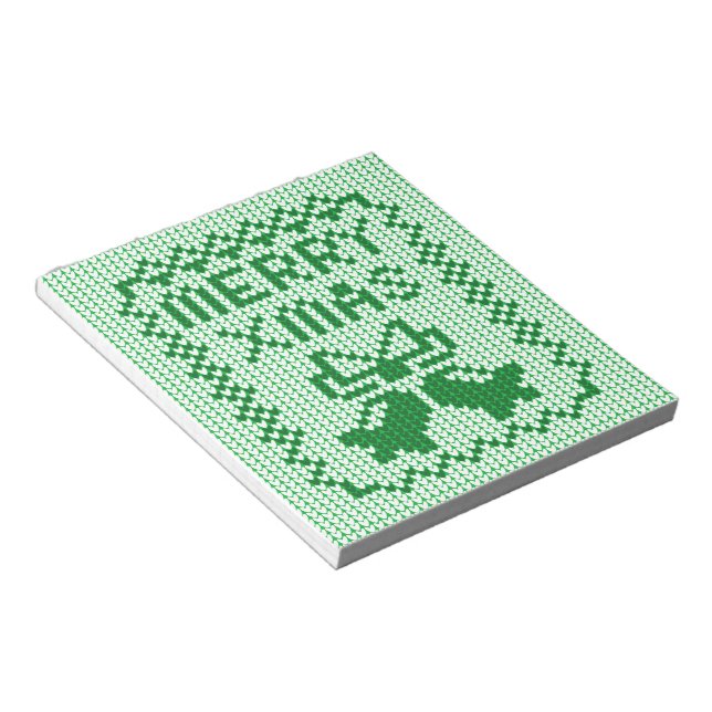Ugly sweater pattern jingle bells and Merry Xmas w Notepad (Angled)