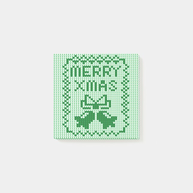 Ugly sweater pattern jingle bells and Merry Xmas w Post-it Notes (Front)