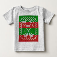 Ugly sweater pattern jingle bells Merry Xmas yarn