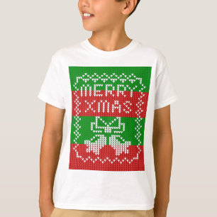 Ugly sweater pattern jingle bells Merry Xmas yarn