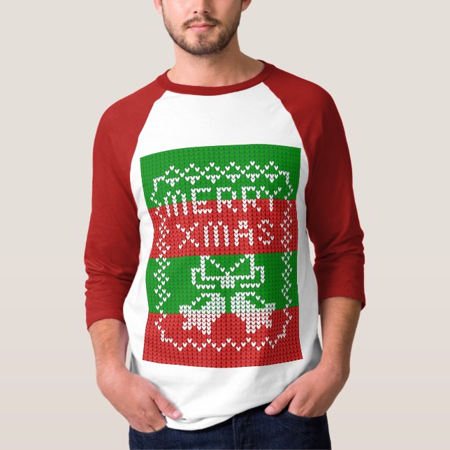 Ugly sweater pattern jingle bells Merry Xmas yarn (Front)