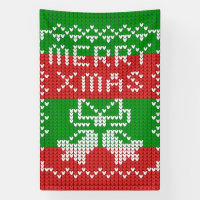 Ugly sweater pattern jingle bells Merry Xmas yarn