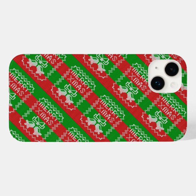 Ugly sweater pattern jingle bells Merry Xmas yarn Case-Mate iPhone Case (Back (Horizontal))